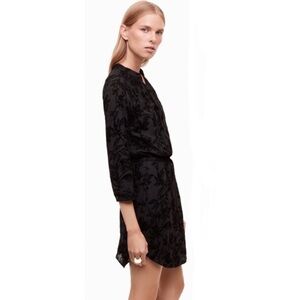 Aritzia Babaton Bennett Black with Velvet Flower Dress Size Small